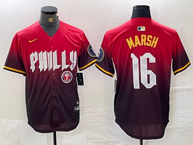Men Philadelphia Phillies #16 Marsh Red City Edition Nike 2024 MLB Jersey style 4->philadelphia phillies->MLB Jersey